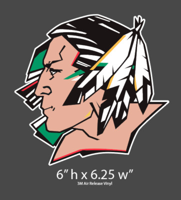Qty: 2 6  UND Sioux head vinyl decal Full Color 
