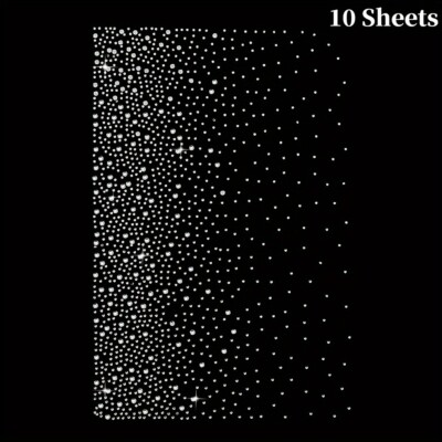 10 Blätter Aufbügeln Strass Überträger Applikation Hot Melt Kristall Deko Patch