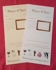 Personalised wedding advice cards, supplied with names of the couple, 