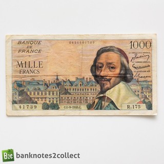 FRANCE: 1 x 1 000 French Franc Banknote. Dated 01.09.55.