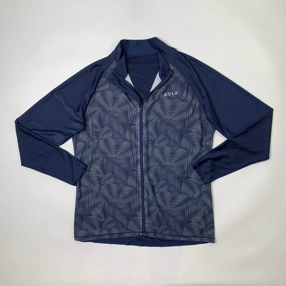 Camisa Tesla Mujer XL Extra Grande Gris Marino Hoja de Palma Cremallera Completa Manga Larga Raglán Foto 2 de 4