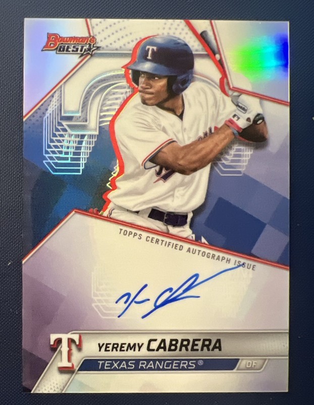 2025 Bowman's Best Yeremy Cabrera Best of Auto Refractor Rangers B25-YCA