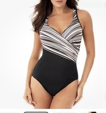 Miraclesuit "It's A Wrap" Swimsuit Shimmer Sands Bikini Tummy Control US 10 NEW