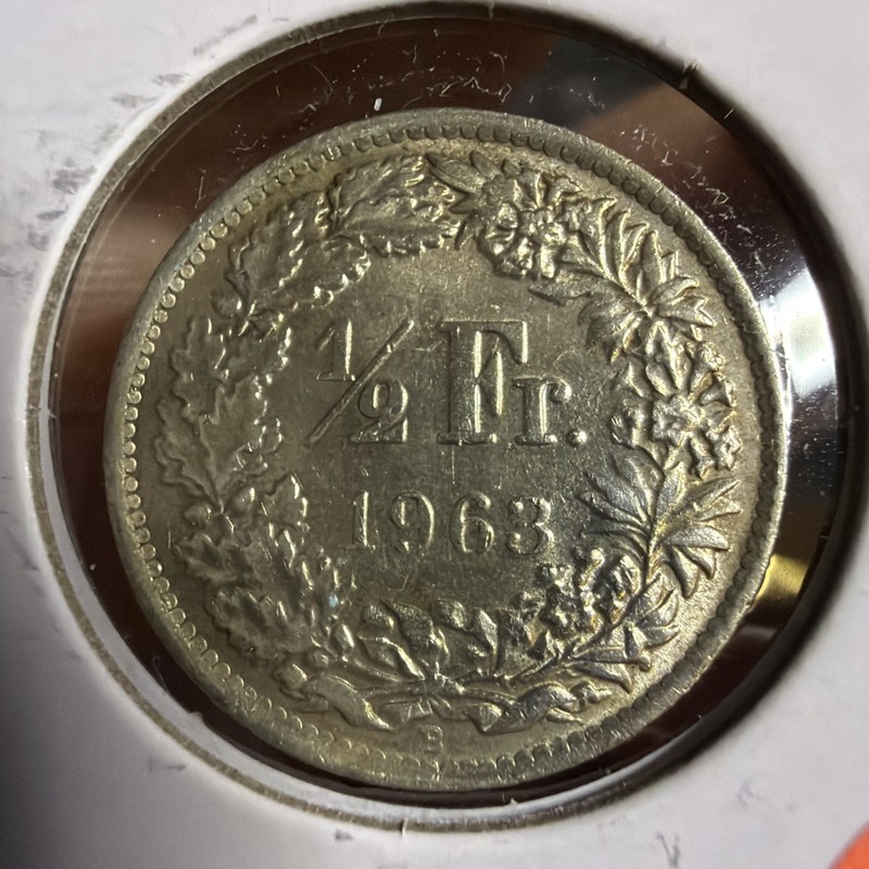 1963 B Switzerland 1/2 Franc GREAT 83.5% SILVER COIN  T449