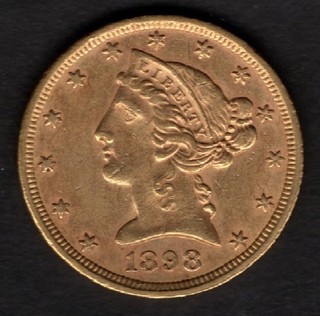 Beautiful 1898 AU Liberty Half Eagle Gold $5 Coin