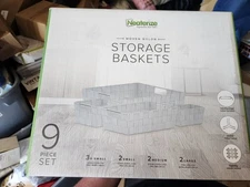NEATERIZE Item Container, Woven Storage Baskets for Organizing - Set of 9 Fabri