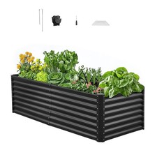 VEVOR Carré Potager Surélevé Métal Galvanisé Lit Jardin 180x90x60 cm Gris Foncé
