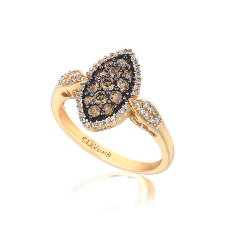 LeVian 14K Yellow Gold Cocktail Ring with 0.63 Carat Chocolate Diamond - Size 9