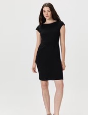 Quince Ultra-Stretch Ponte Cap Sleeve Dress Women’s XS Black Sheath knee Pockets