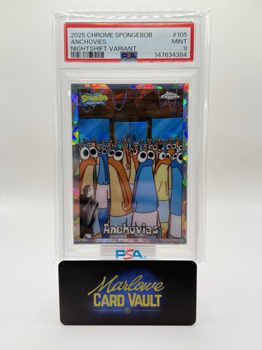 2025 Topps Chrome SpongeBob Anchovies Nightshift /25 PSA 9 Pop 2 🔥🔥