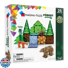 MAGNA-TILES Forest Animals 25-Piece Magnetic Construction Set, Th