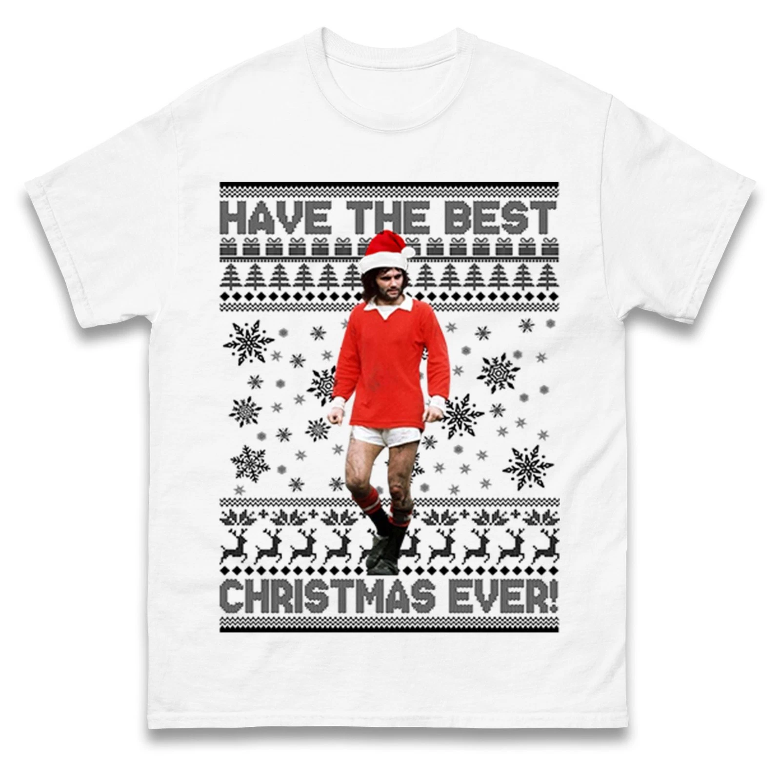 George Best Christmas T-Shirt Retro Football Festive Tee