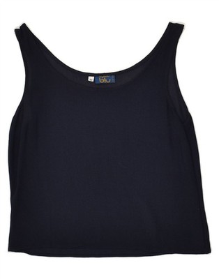 BYBLOS Womens Sleeveless Crop Top IT 44 Medium Navy Blue AX57