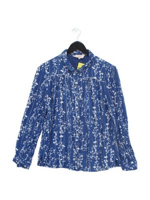 Ba&sh Damen Shirt S blau geblümt Viskose mit anderen Langarmkragen Basic