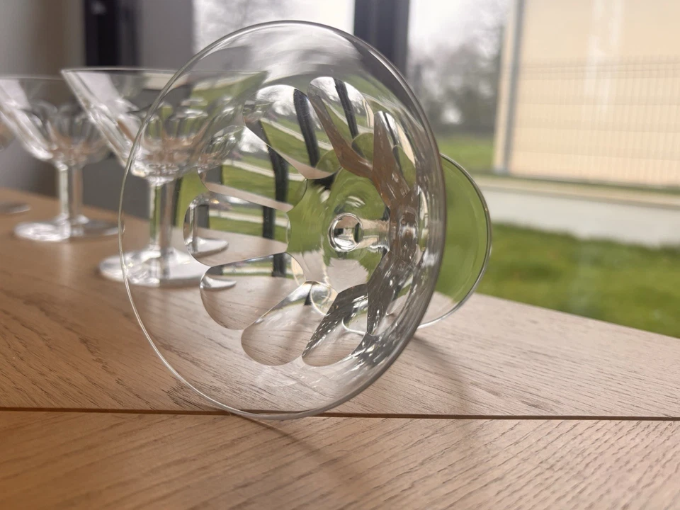 6 FACETED SAINT LOUIS CRYSTAL CHAMPAGNE CUPS DLG HARCOURT BACCARAT - Image 4 of 4