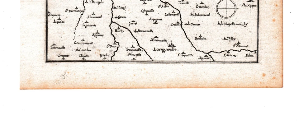 Carte Géographique XVIIe Dieppe Seine Maritime Normandie Saint Aubin Tassin 1634 - Photo 4/4