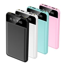 1Pc 10000mAh Power Bank Portable Ultra Slim Charger External Battery Pack With 2