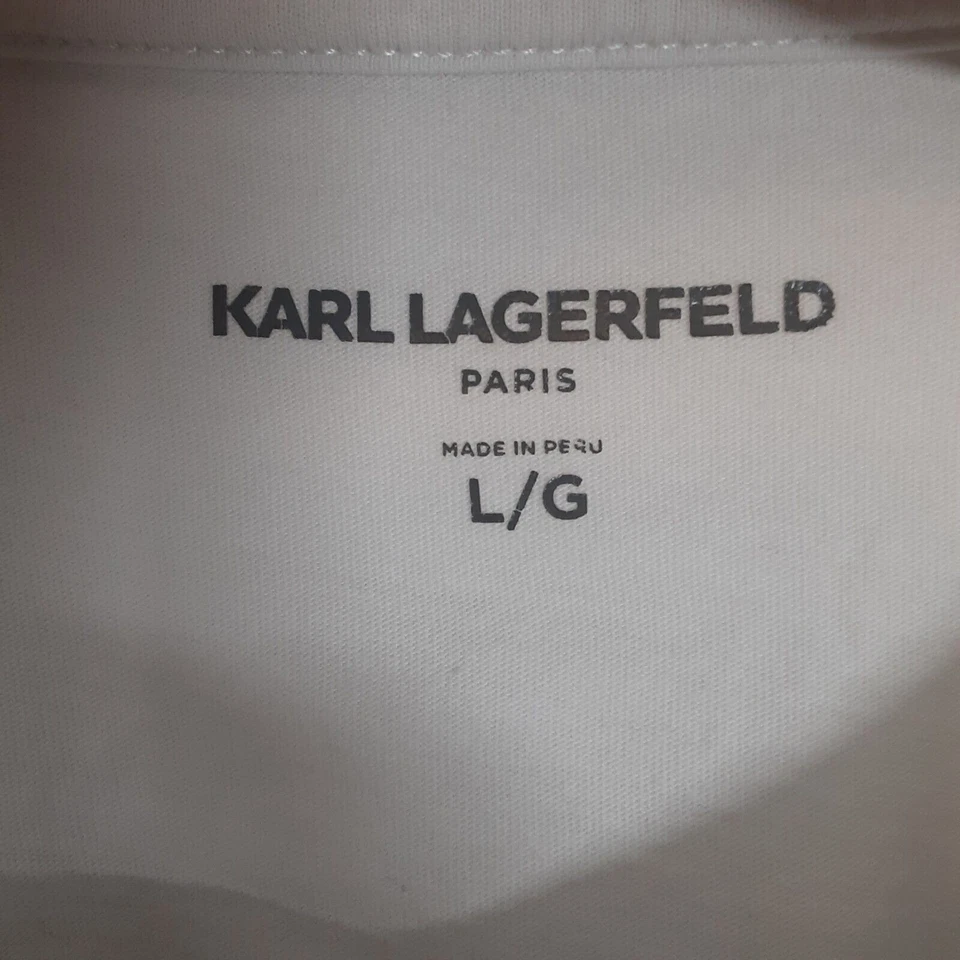 Karl Lagerfeld Paris Adult Mens L White Short Sleeve T Shirt - Image 3 of 4