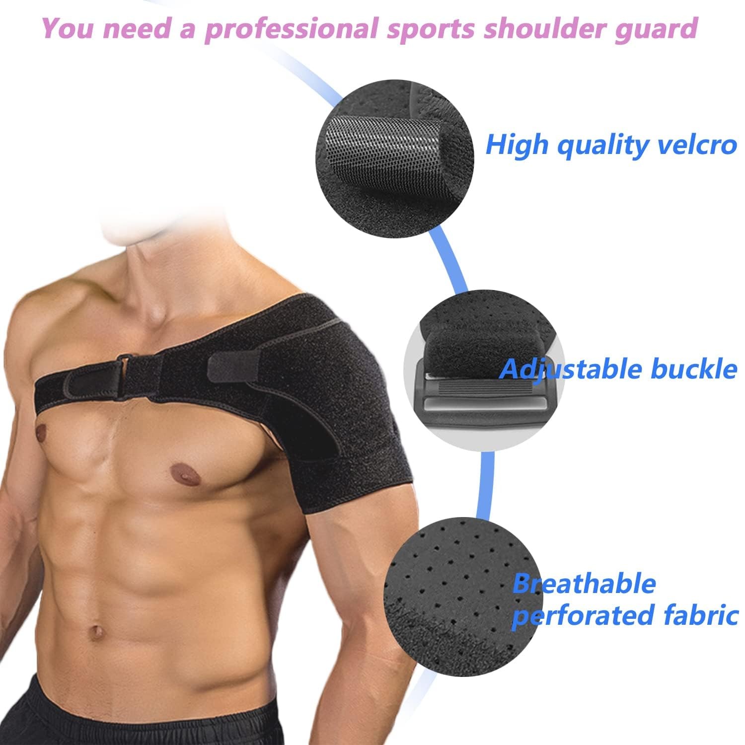 Support d'épaule respirant avec compression réglable pour sport - 4