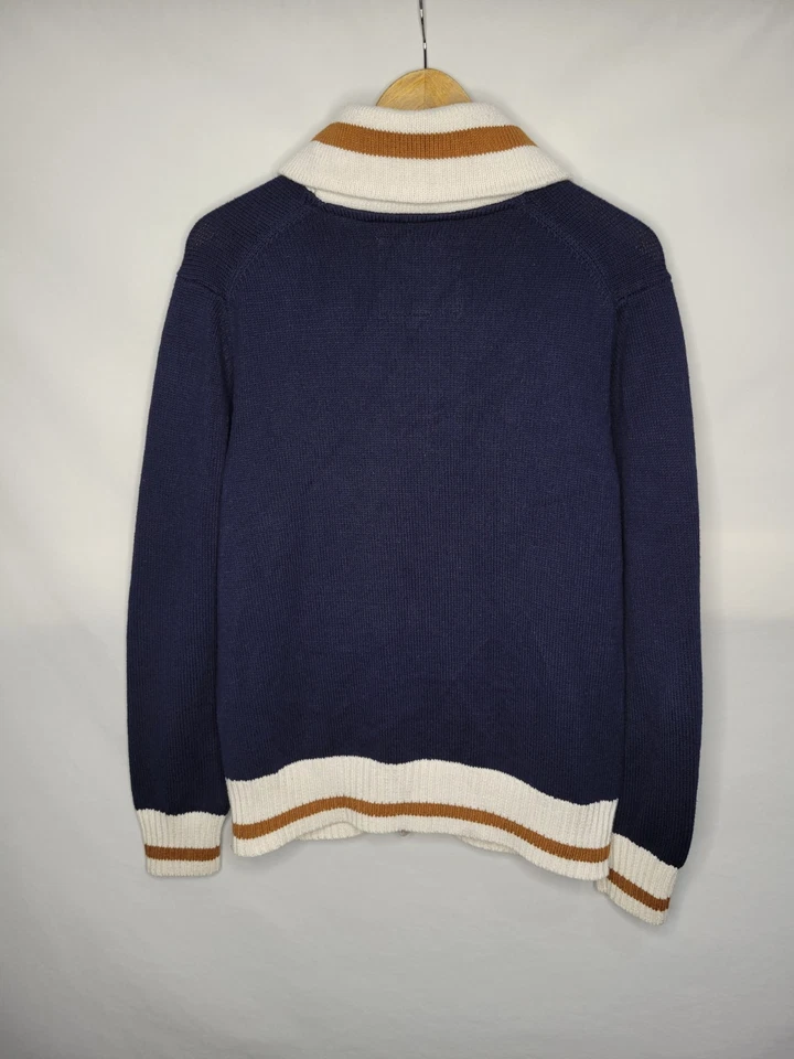 Cárdigan Suéter Hombre Roots Canada Cabin Collection Chal Talla Mediana Azul Blanco Foto 4 de 4