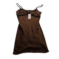Wild Fable Dark Brown Lace Trim Women's Mini Slip Dress V-neck Bust Size L NWT