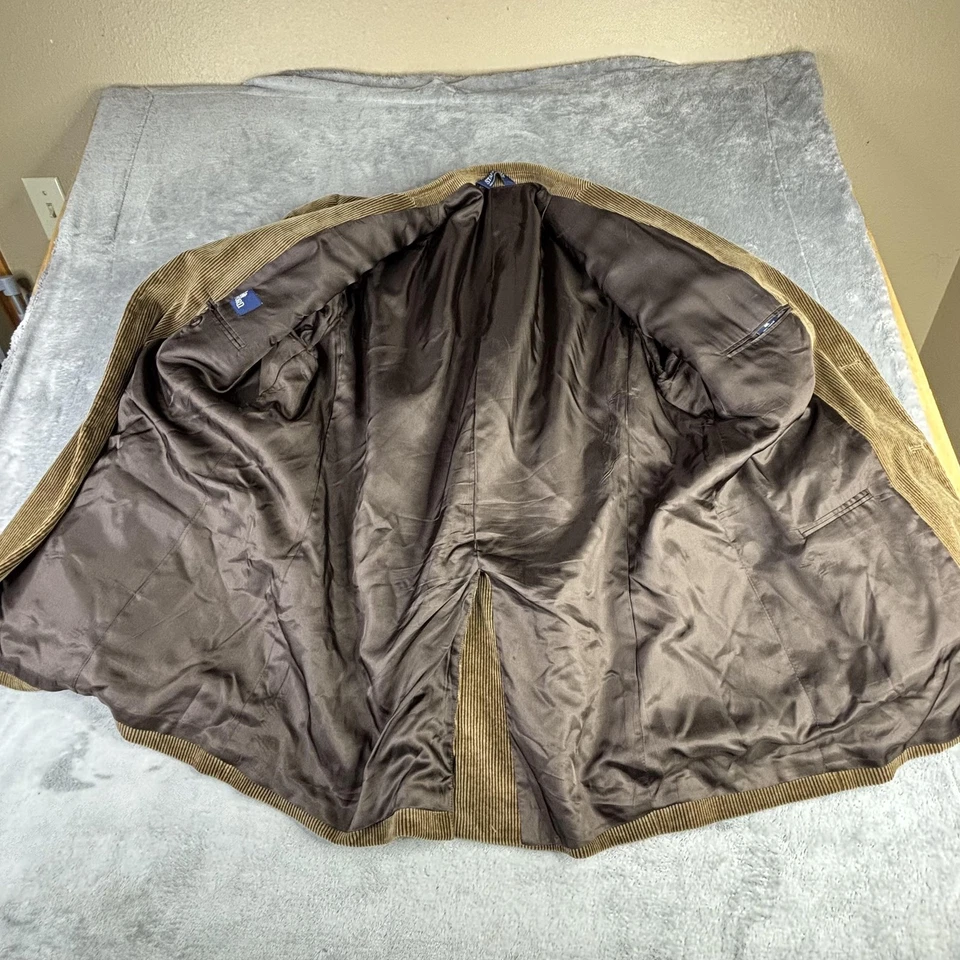 Stafford Blazer Mens 48L Brown Corduroy Two Button Notch Lapel Sport Coat Lined - Image 3 of 4