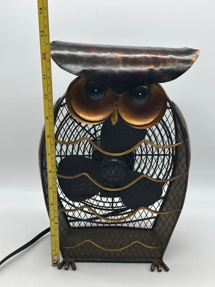 Ventilador Eléctrico Deco Breeze Bronce Metal Negro 12" Búho Dos Velocidades Foto 2 de 4