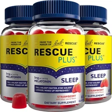 Bach Flower Rescue Plus Sleep Natural Strawberry 60 Gummies Each (Pack of 3)