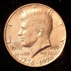 1776-1976 Kennedy Half Dollar Gold Plated Counter stamped Bicentennial Dual Date