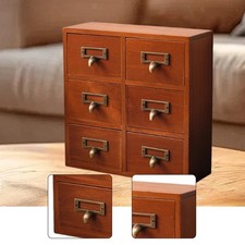 Library Card Catalog Cabinet Vintage Design Rustic Compact Desktop Organizer