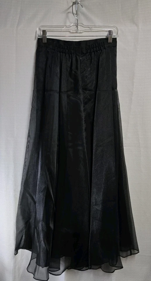 Винтажная длинная черная официальная макси-юбка JBS из органзы шифона многослойная размер 8  - Изображение 3 из 4
