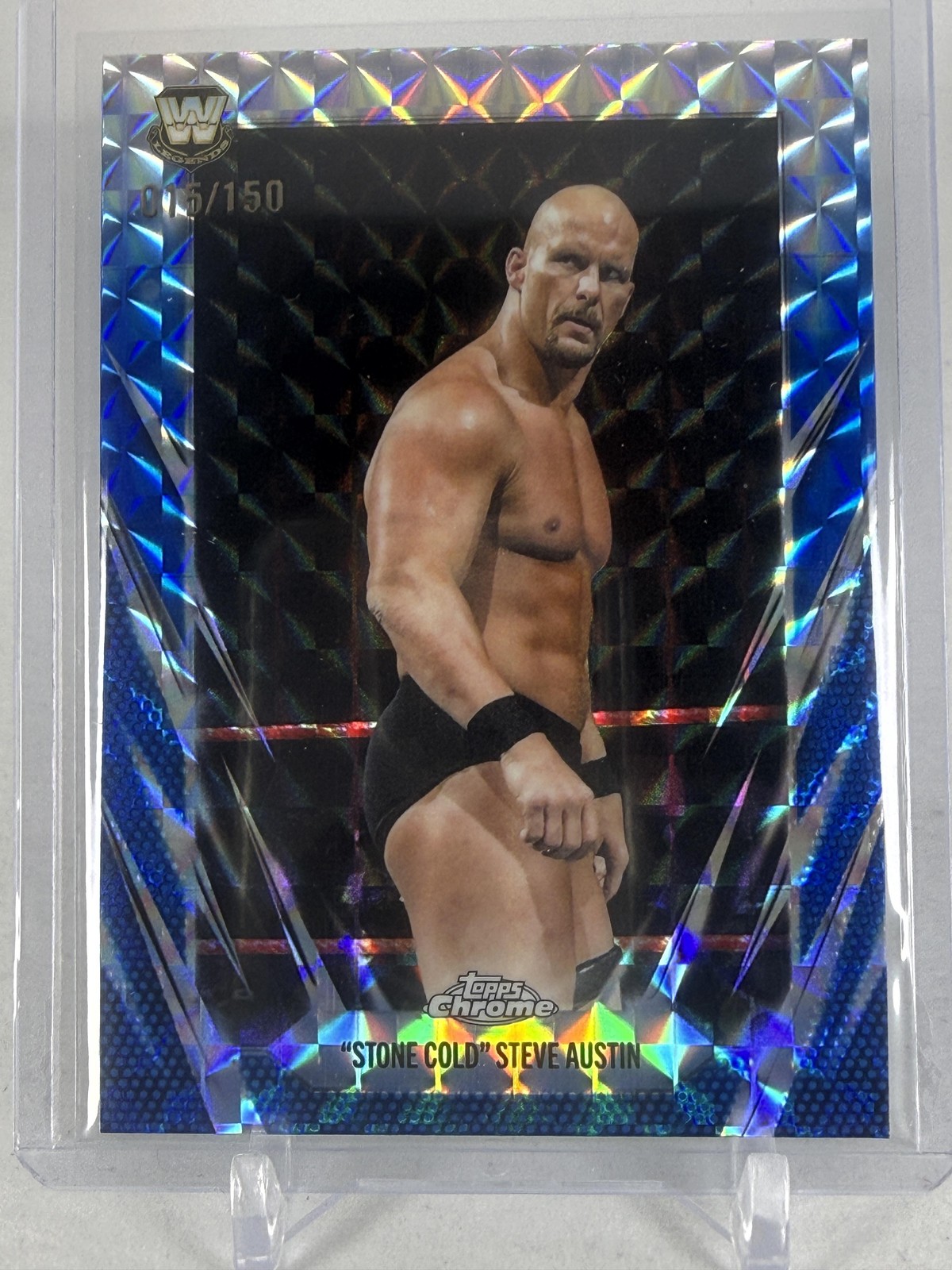 Stone Cold Steve Austin 2026 Topps Chrome WWE Blue Geometric /150 #7