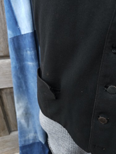 Antique Vintage Solidite Paris Black Wool Menswear Vest 1870s 1880s Victorian M - Bild 9 von 14