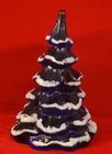 Fenton Christmas Tree 6 tall Cobalt Blue flocked Figurine