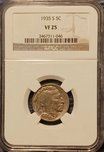 1935-S Indian Head Buffalo Nickel NGC VF 25