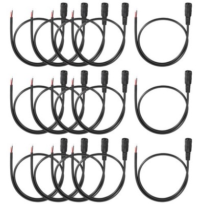 15pcs DC Power Cable 5.5mm x 2.1mm 3A 50cm DC5521 Female Pigtail Cable Black