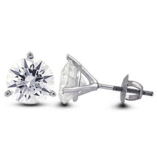 Pendientes de oro de 14k con diamantes certificados extraídos en tierra natural corte redondo 3 CTW F SI2 - Imagen 4 de 5