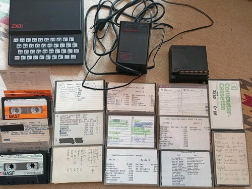 *** Sinclair ZX81 16K RAM Netzteil Handbuch Kabel 13 Cassetten m. Programmen *** - Bild 1 von 9