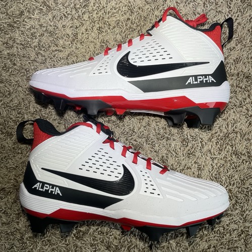Nike Alpha Menace Strong Mens Size 11 White Red Football Cleats II5139-102 NEW - Picture 6 of 9