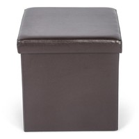 Domoletti Pouf Mit Stauraum Dunkelbraun Kunstleder MDF 1-Sitzer 38X38X38 Cm