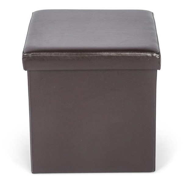 Domoletti Pouf Mit Stauraum Dunkelbraun Kunstleder MDF 1-Sitzer 38X38X38 Cm-image