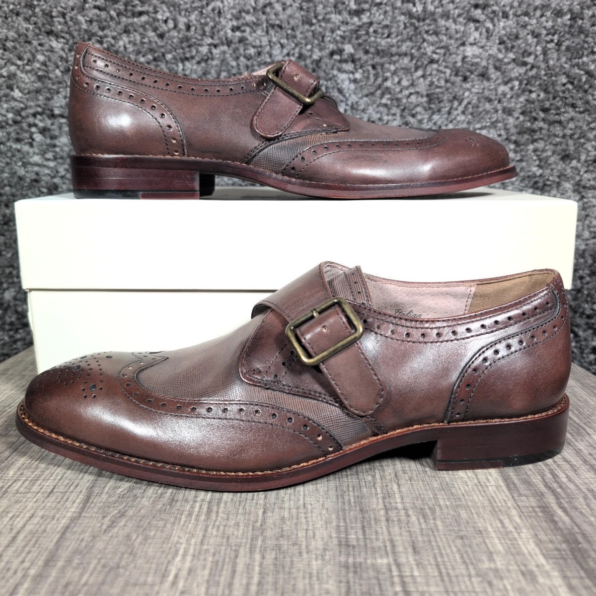 Joseph Abboud Single Monk Strap Wingtip Brogue Dress Shoe 