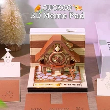 Cuckoo Clock 3D Notepad Unique Paper Model Novelty Desk Ornaments Y9E3 U8N7