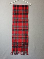 Vintage James Pringle Weavers 100 Wool Red Plaid Scarf 65x12 One Size