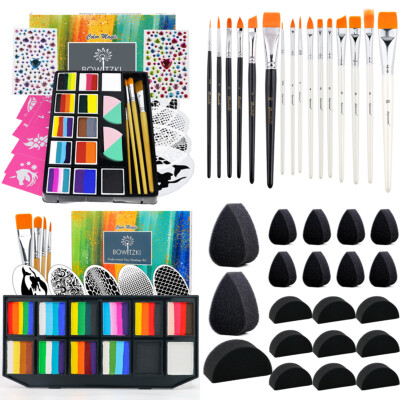 New Design Split Cake Face Paint Kit 33/43 Colours Rainbow Face Painting Kit Set