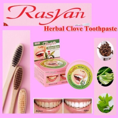 Rasyan Herbal Clove Toothpaste 25g Thai Teeth Whitening Stain Remover