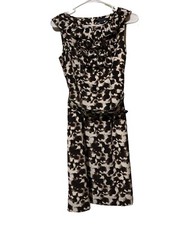 Banana Republic Size 2 Animal Print Sleeveless Ruffle Front Dress Belted