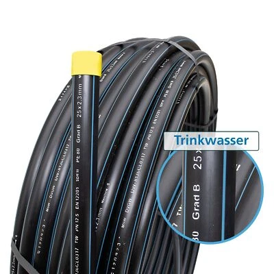 MARKENLOS PE Rohr, 20, 25, 32mm Trinkwasser leitung DVGW, Verlegerohr Bewässerung