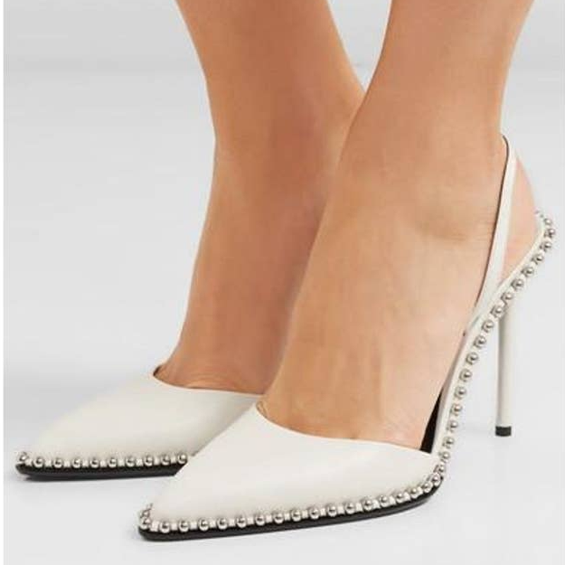 j*様 alexander wangヒール Alexander Wang Rina SlingBack Studded Heels white size 6 | eBay