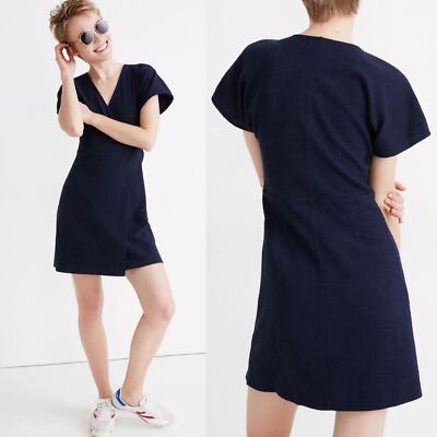madewell cross front flutter sleeve mini dress Madewell Women’s Cross-Front Flutter-Sleeve Mini Dress Size Medium